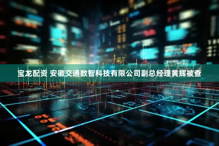 宝龙配资 安徽交通数智科技有限公司副总经理黄辉被查